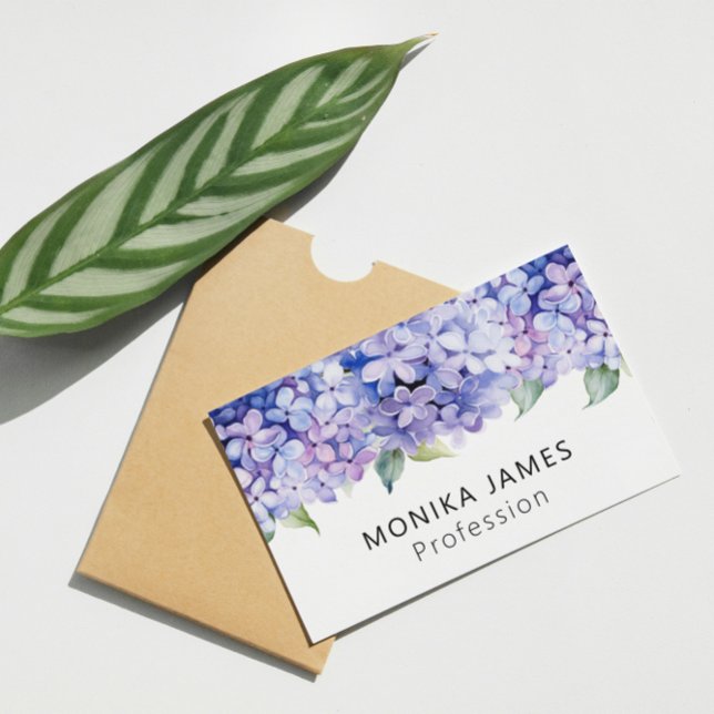 Carte De Visite Élégant Purple Floral Lilacs Professionnel (Créateur téléchargé)