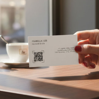 Carte De Visite Elegant QR Code Black & White Business Card