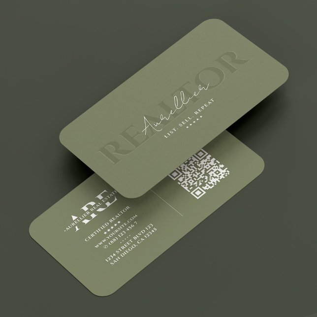 Carte De Visite Élégant Realtor Courtier immobilier Sage Moderne (Elegant Realtor Real Estate Broker Sage Modern Business Card
)
