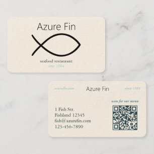 Carte De Visite Elégant restaurant de fruits de mer Logo de pois