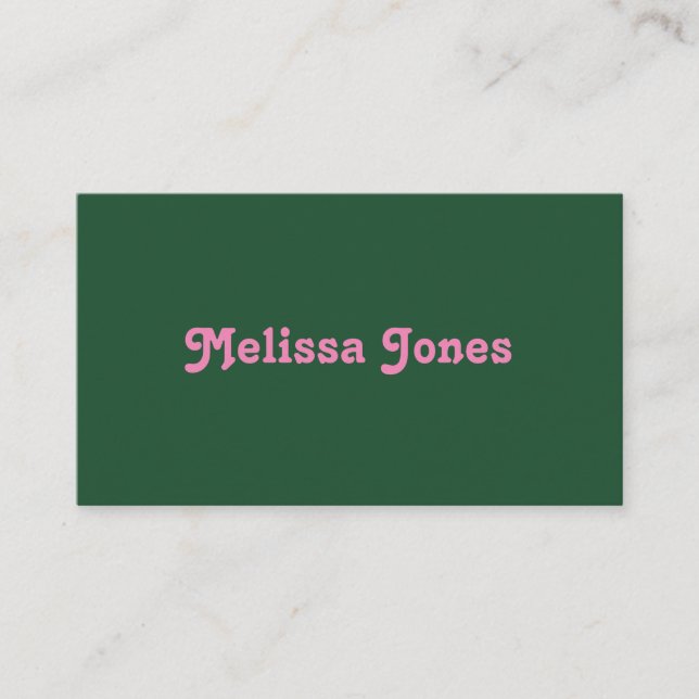 Carte De Visite Élégant Retro Green Pink Professionnel (Devant)