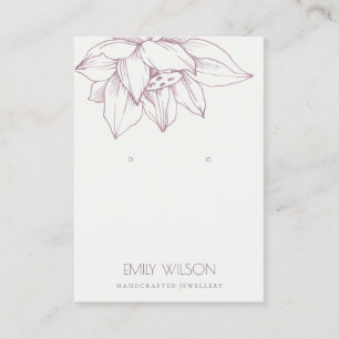 CARTE DE VISITE ÉLÉGANT ROSE BLANC LOTUS SIMPLE EARRING AFFICHAGE
