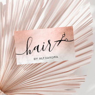 Carte De Visite Elégant rose ciseaux de marbre doré coiffeuse