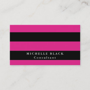 Carte De Visite Élégant rose clair rayures noir professionnel