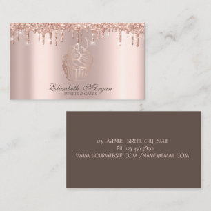 Carte De Visite Élégant Rose Cupcake Gold Drivers Boulangerie