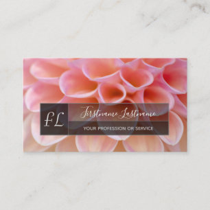 Carte De Visite Élégant rose dahlia rectangle gris fleur monogramm