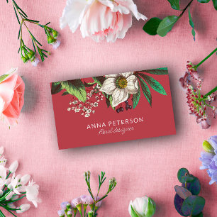 Carte De Visite Élégant Rose de Noël Vintage noir rouge floral
