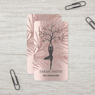 Carte De Visite Élégant Rose doux Diamants d'or Yoga