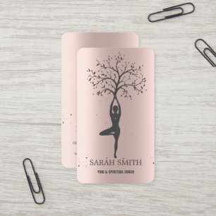 Carte De Visite Élégant Rose doux Diamants d'or Yoga