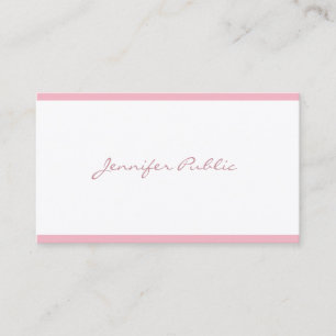 Carte De Visite Élégant rose droit Script simple élégant luxe