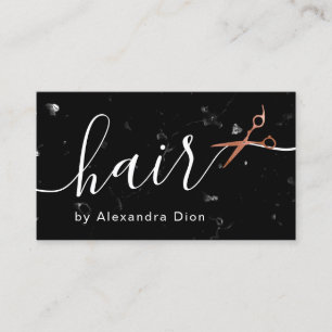 Carte De Visite Elégant rose en cuivre ciseaux en or coiffeuse