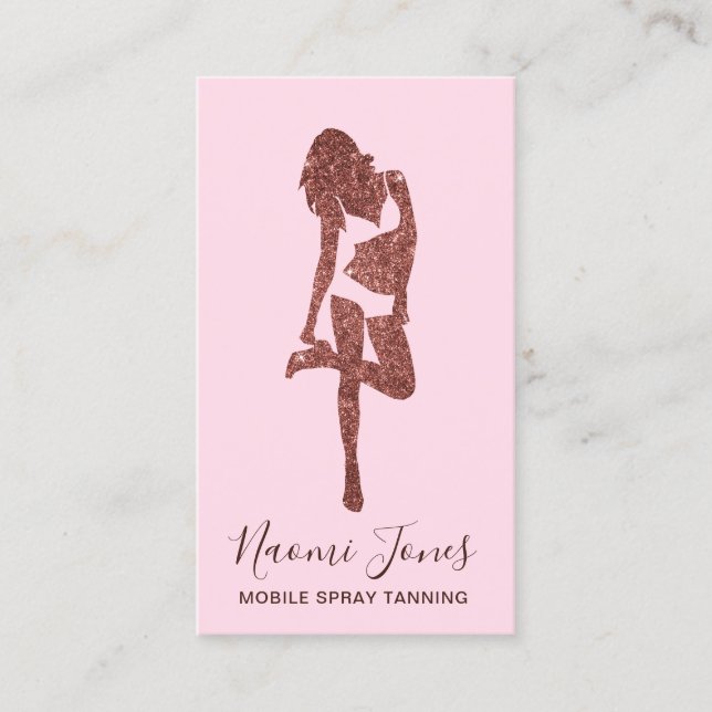 Carte De Visite Élégant rose en cuivre moderne parties scintillant (Devant)