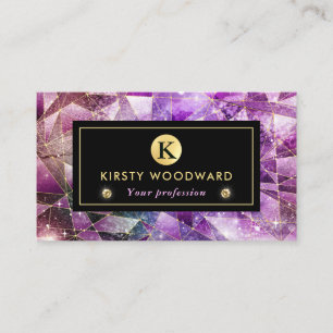 Carte De Visite Elégant rose et or Midnight Crystal Galaxy