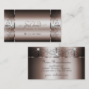 Carte De Visite Élégant Rose foncé Or Squigglé Bijoux Monogramme