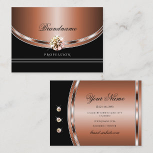 Carte De Visite Elégant Rose Gold Black Faux Rhinestones
