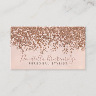 Carte De Visite Élégant Rose Gold Confetti Professionnel