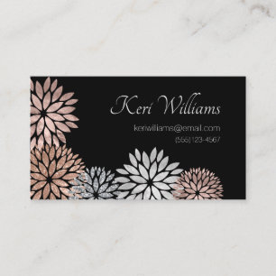 Carte De Visite Élégant Rose Gold Dahlia Parties scintillant flora