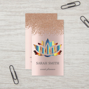 Carte De Visite Élégant Rose Gold Diamonds Lotus Business