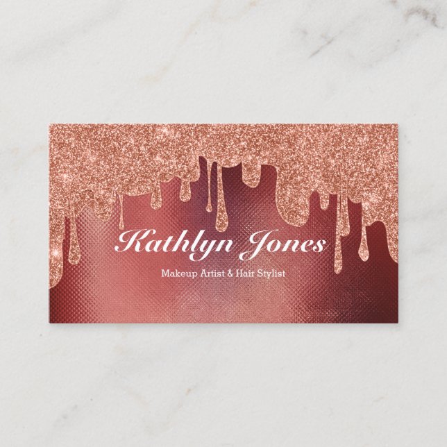 Carte De Visite Elégant Rose Gold Driving maquillage beauté cheveu (Devant)