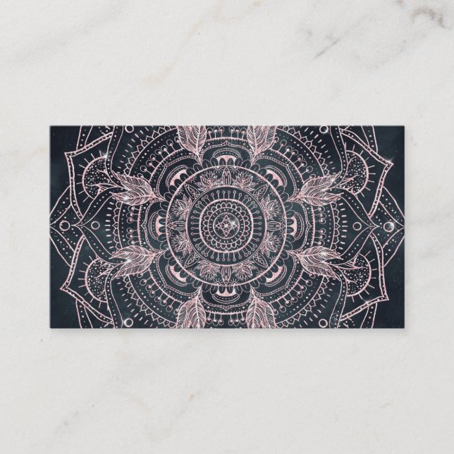 Carte De Visite Elégant Rose Gold Mandala Gray Nebula Design (Devant)