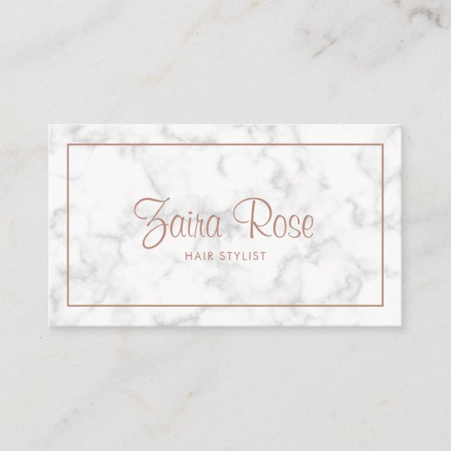 Carte De Visite Élégant Rose Gold Marbre moderne (Devant)