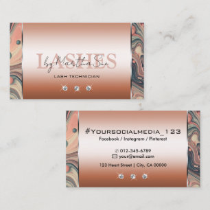Carte De Visite Elégant Rose Gold Noble marbré de diamants