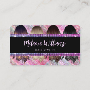 Carte De Visite Elégant Rose Gold Parties scintillant Hair Stylist