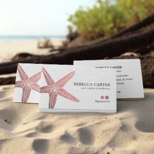 Carte De Visite Elégant ROSE Gold Tropical Starfish Plage Côte