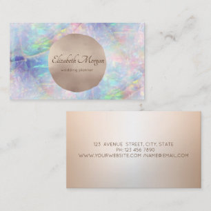 Carte De Visite Élégant Rose moderne chic Gold Circle Opal