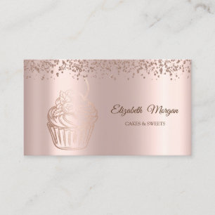 Carte De Visite Elégant Rose moderne Cupcake, Sucres, Boulangerie