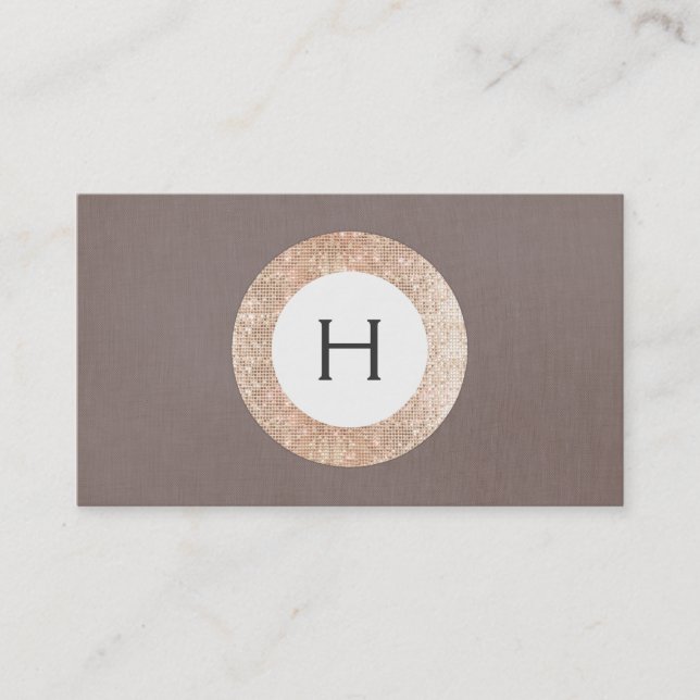 Carte De Visite Élégant Rose moderne FAUX Séquin Or Monogramme (Devant)