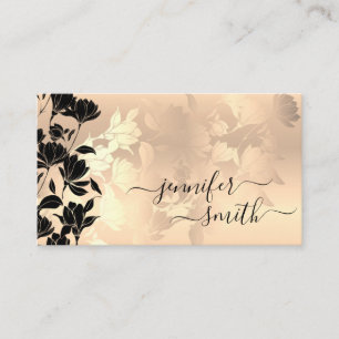 Carte De Visite Élégant Rose moderne Gold Black Flowers Beaux