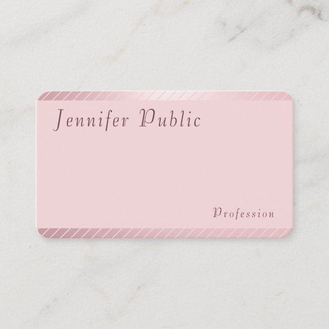 Carte De Visite Élégant Rose moderne Modèle Or tendance Simple (Devant)
