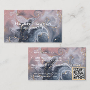 Carte De Visite Élégant Rose moderne rose gris marbre Agate Géode