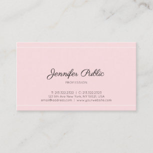 Carte De Visite Élégant rose moderne Script professionnel Plain Lu