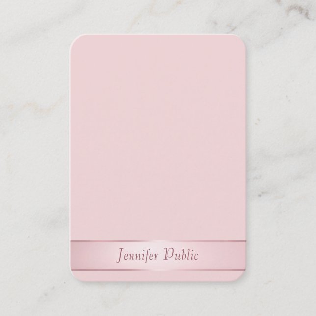 Carte De Visite Élégant Rose or tendance script manuscrit manuscri (Devant)