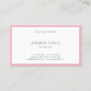 Carte De Visite Élégant rose pâle blanc moderne Modèle simple