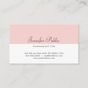 Carte De Visite Élégant rose pâle blanc moderne Modèle simple
