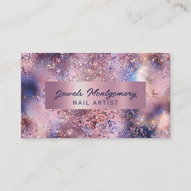 Carte De Visite Elégant Rose Parties scintillant Gold Faux Foil Gi (Devant)