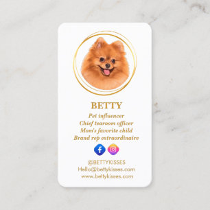 Carte De Visite Élégant Rose photo Gold Chien Animal Social Media