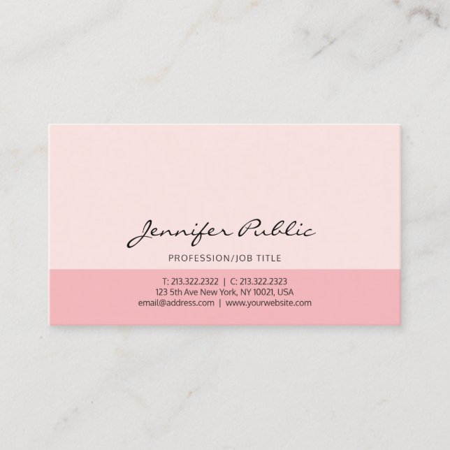 Carte De Visite Élégant rose Professionnel Simple Design moderne (Devant)