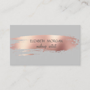 Carte De Visite Élégant Rose simple brosse à huile or, Gris