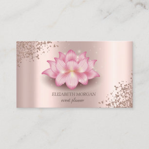 Carte De Visite Élégant Rose tendance Diamants d'or Lotus