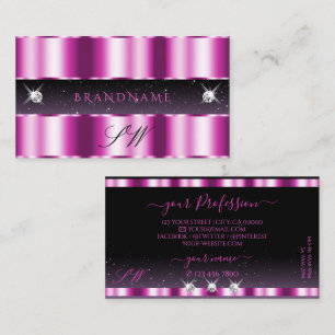 Carte De Visite Élégant rose violet noir Parkle Bijoux Initiales