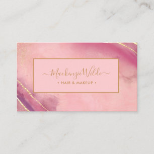 Carte De Visite Élégant rose violet or Parties scintillant marbre 