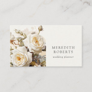 Carte De Visite Elegant Roses Vintage Antique Blanc