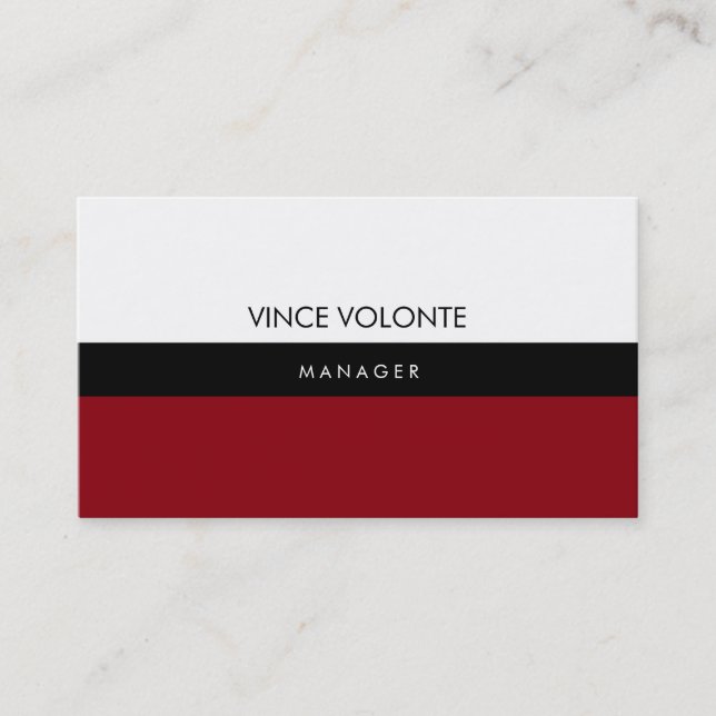 Carte De Visite Élégant Rouge Blanc Noir Noir élégant Professionne (Devant)