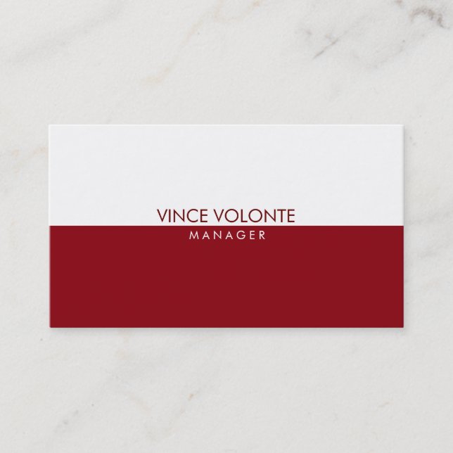 Carte De Visite Élégant Rouge Blanc Professionnel élégant (Devant)