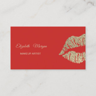 Carte De Visite Élégant Rouge moderne, lèvres de Parties scintilla