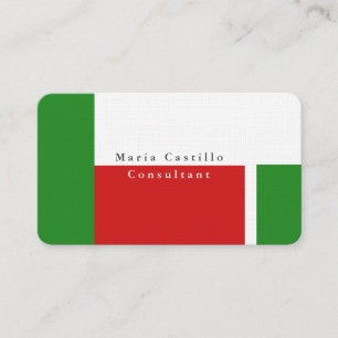 Carte De Visite Élégant rouge vert blanc blanc moderne minimaliste